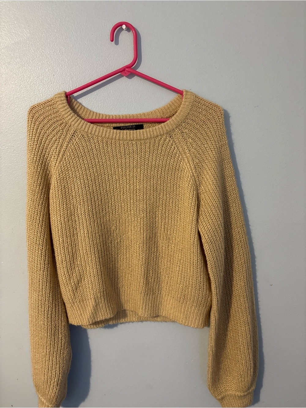 Forever 21 Tan Cropped Crew Neck Sweater